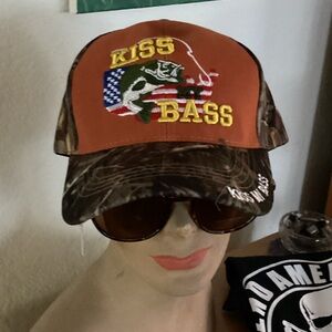 Kiss My Bass Orange and Brown Hat